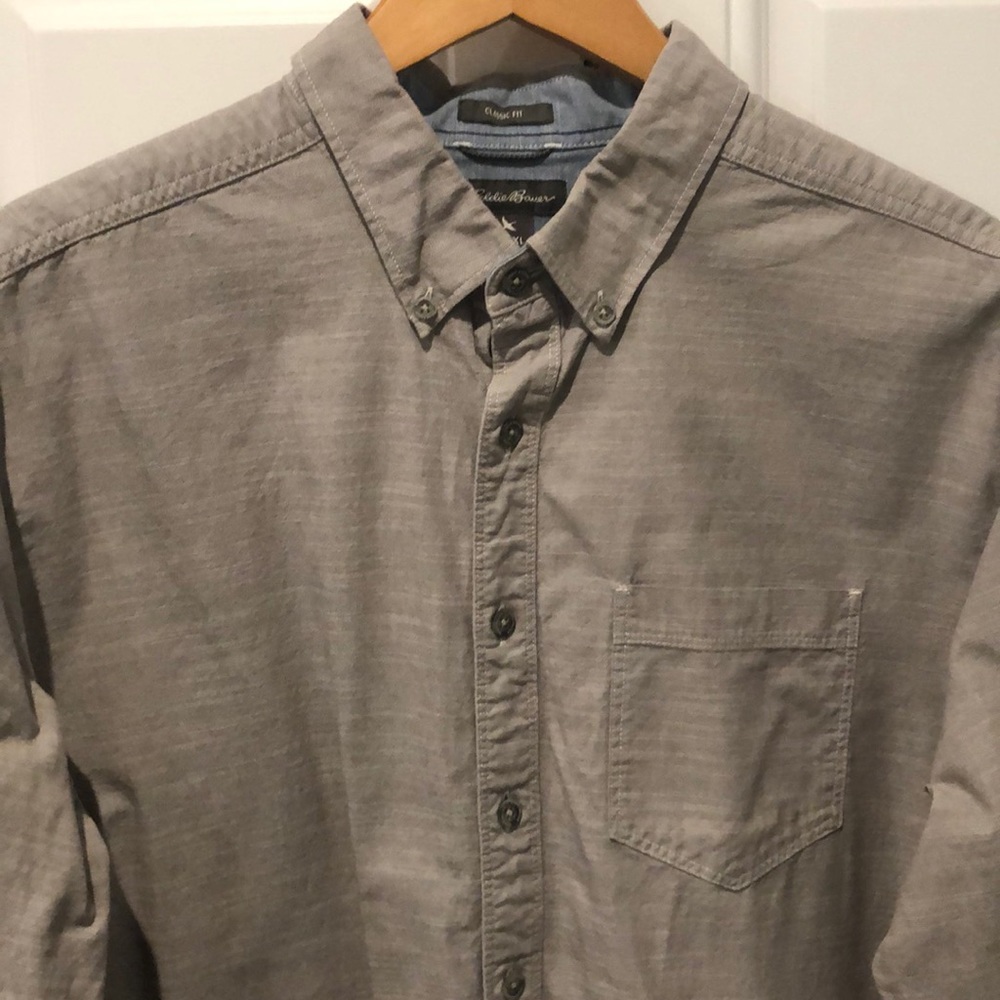 Grey button down shirt